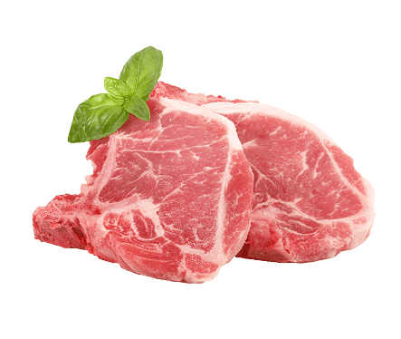 Zwei rohe Fleischstücke vom Schwein